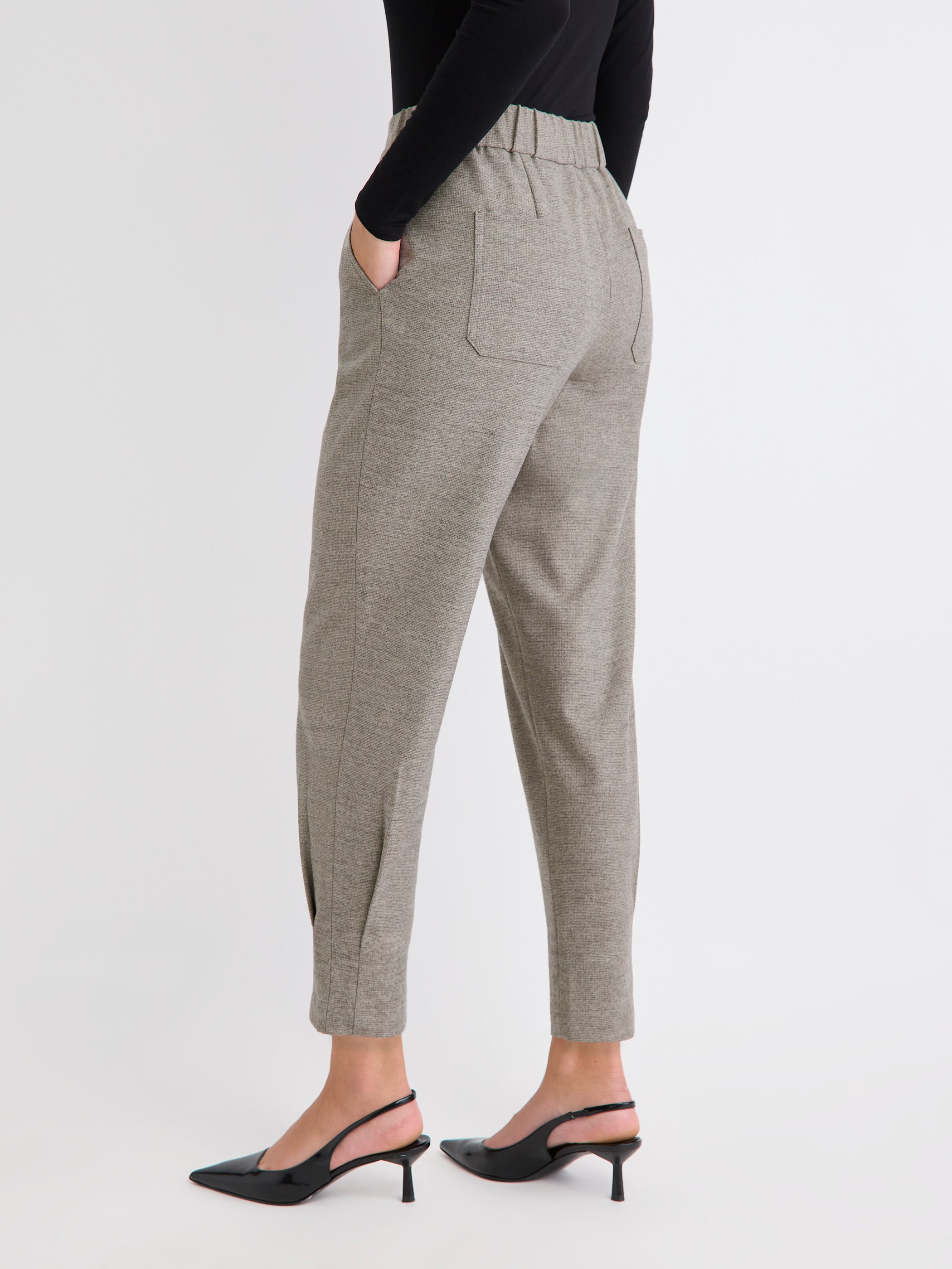 Pantalon Jogger à Taille Mi-Haute et Jambe Fuselée