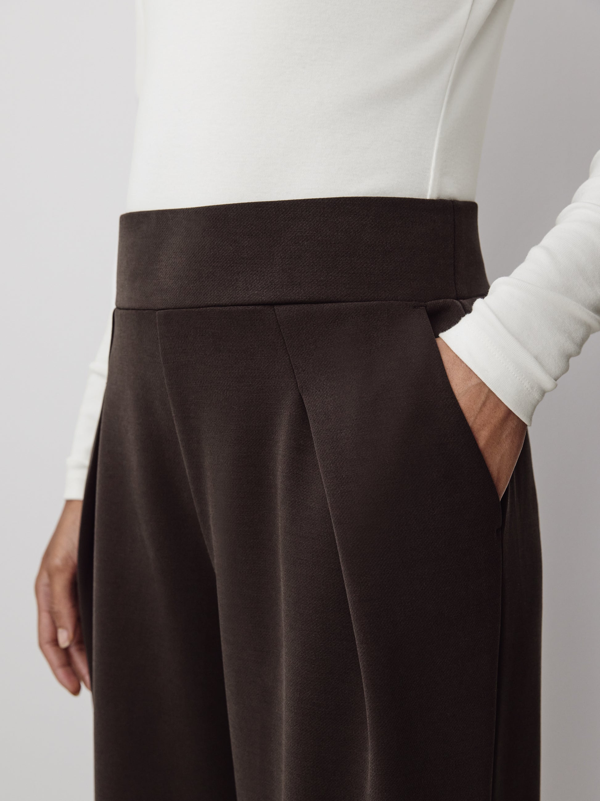 Wide Leg Knit Pants with Neoprene Fabric