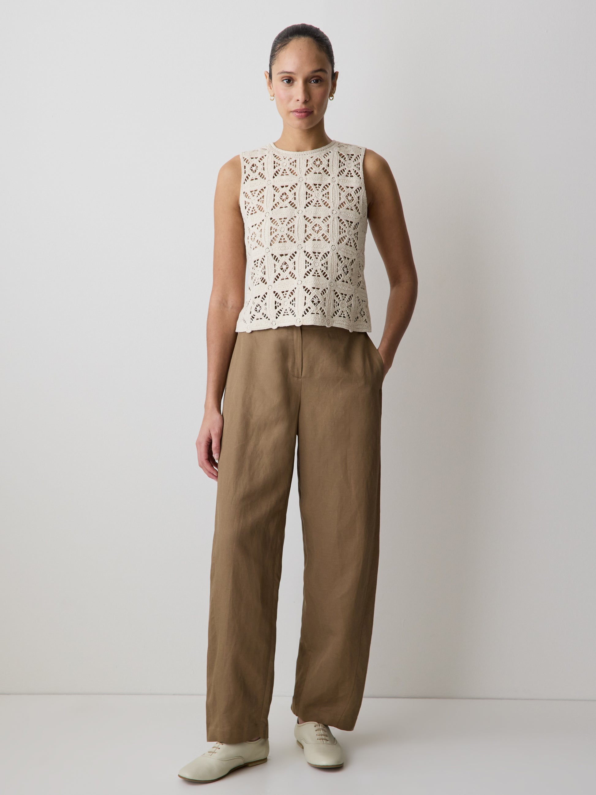 Twill High-Rise Barrel Pant