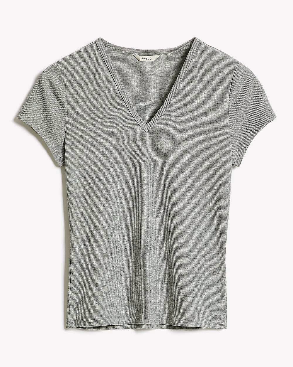 V-Neck Ribbed T-Shirt