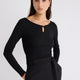 Long-Sleeve Scoop-Neck Ribbed Top