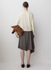 Woven Asymmetric Flare Midi Skirt in Polyester Blend