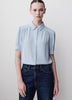 Silky Crepe Short-Sleeve Buttoned-Down Blouse