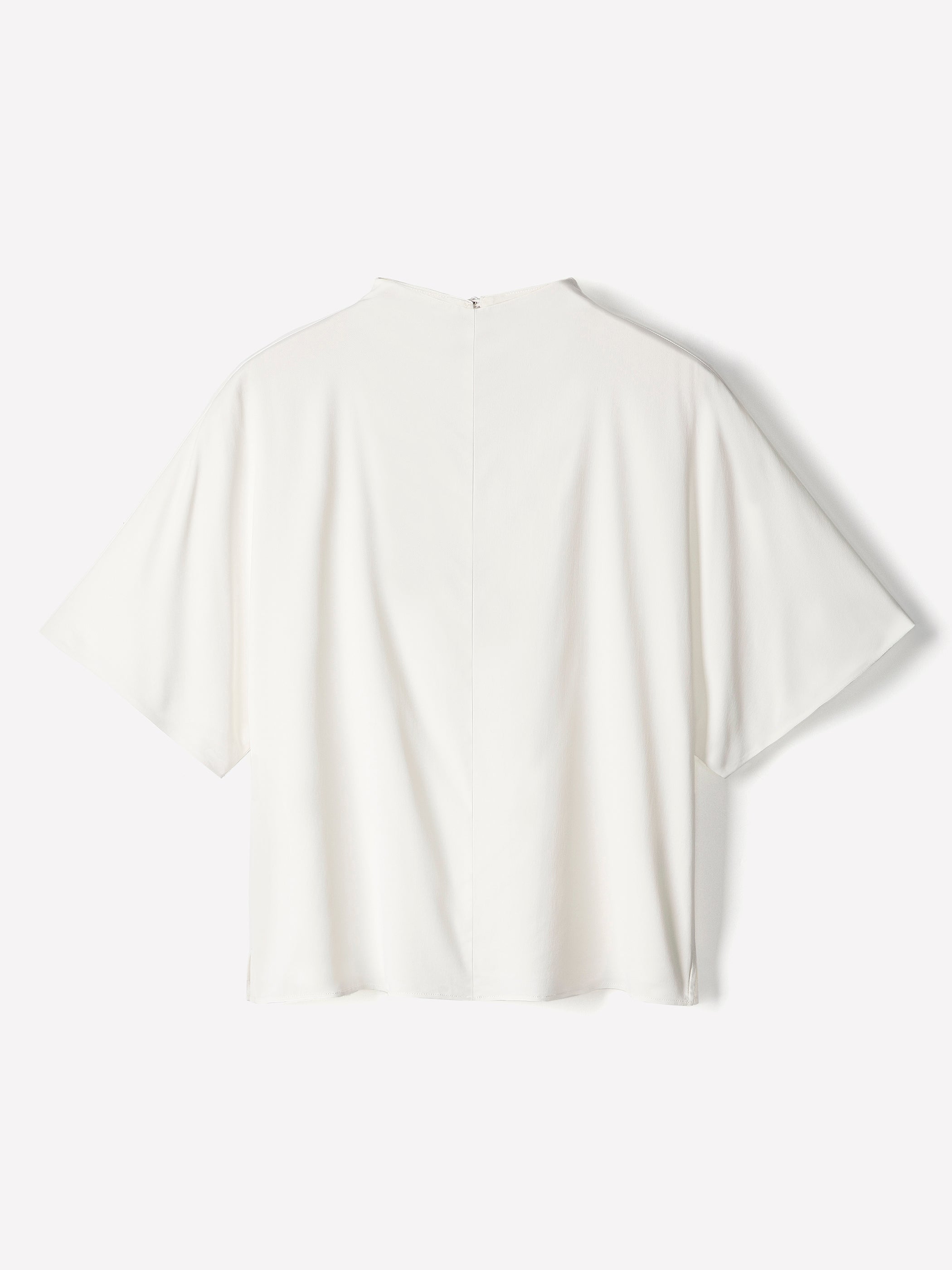Short-Sleeve Mock-Neck Cape Blouse