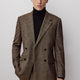 Woven Tailored Brown Tweed Blazer for Men