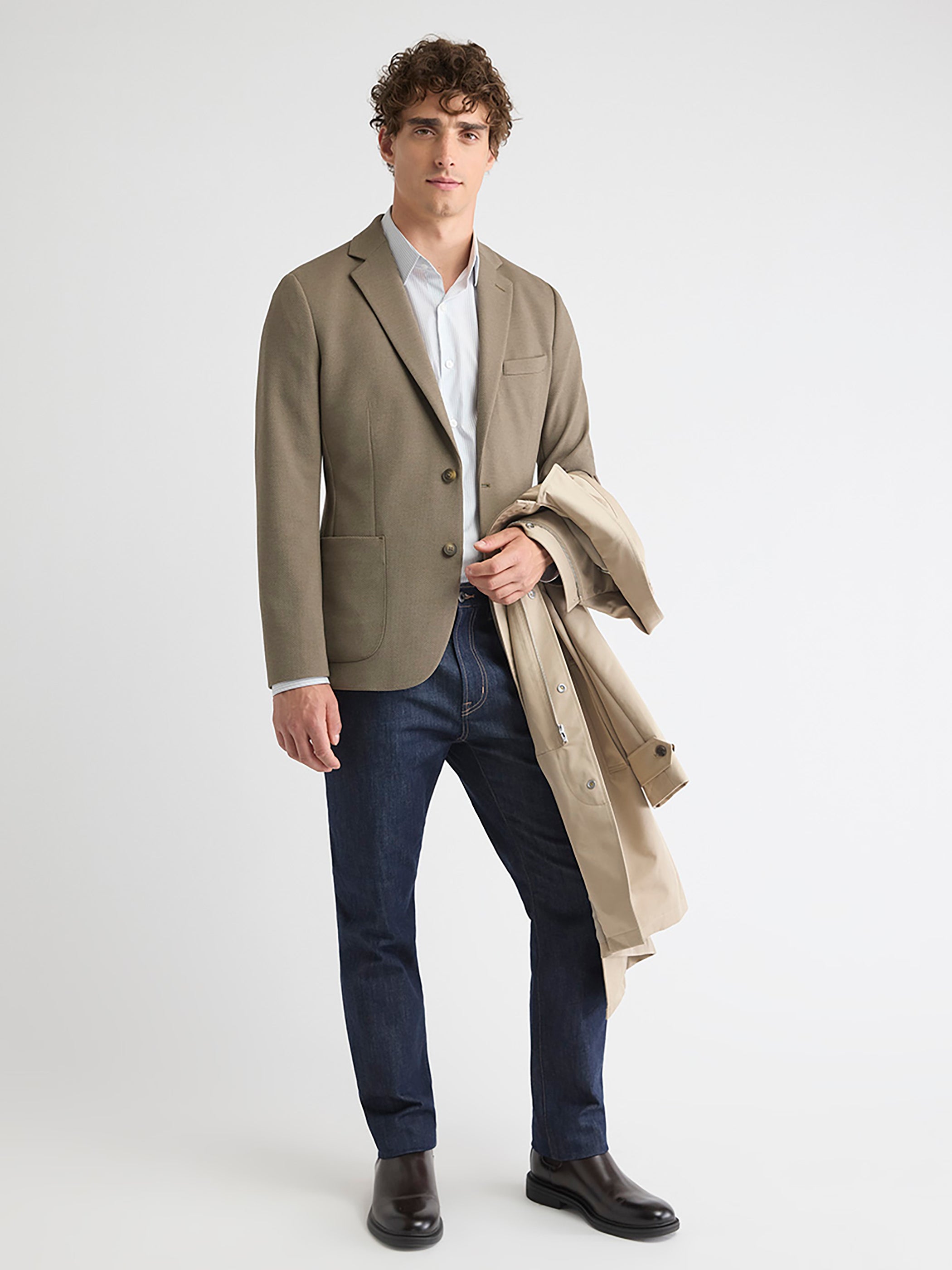 Slim-Fit Textured Knit Blazer