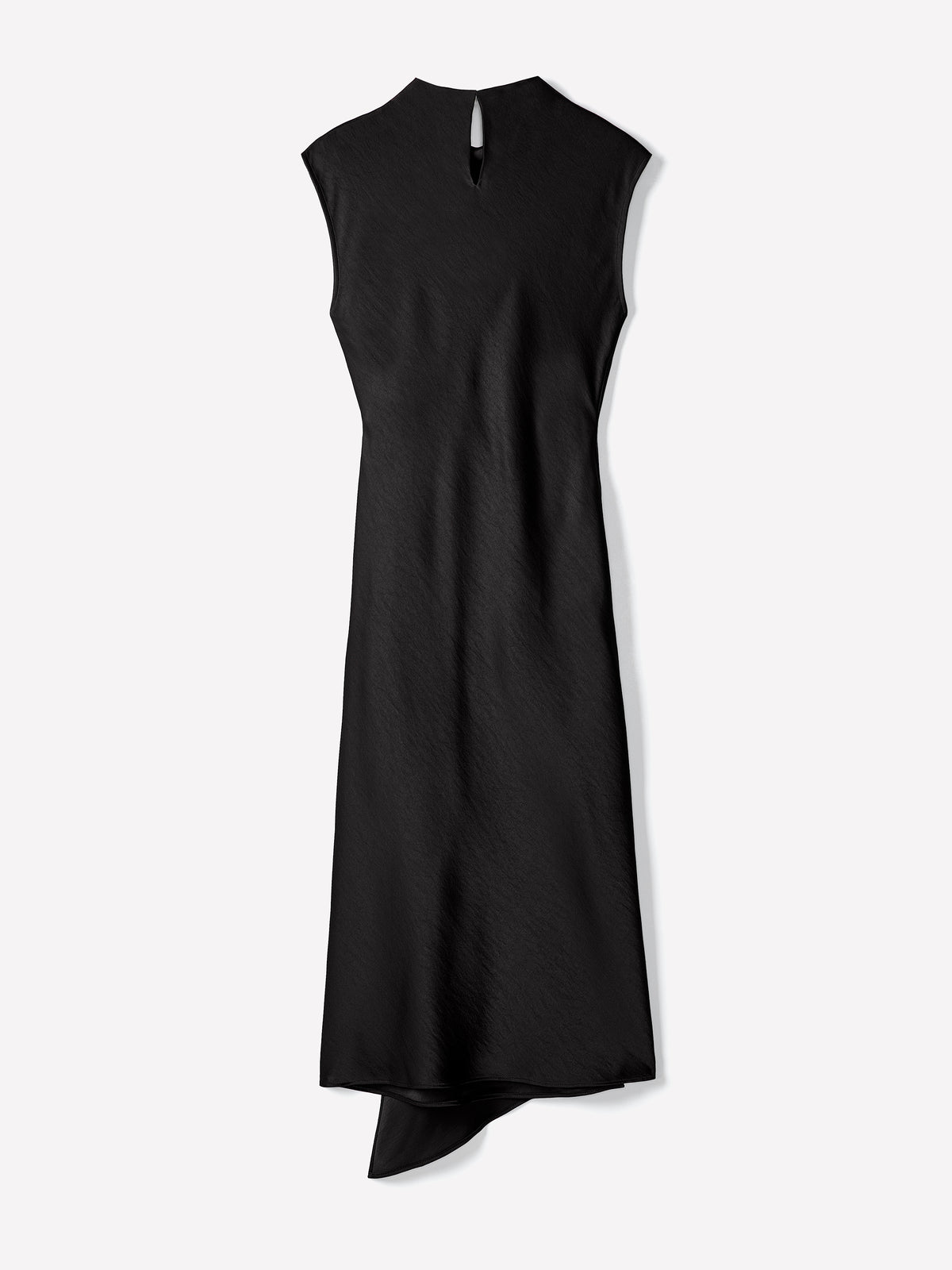 Extended-Sleeve Satin Wrap Midi Dress