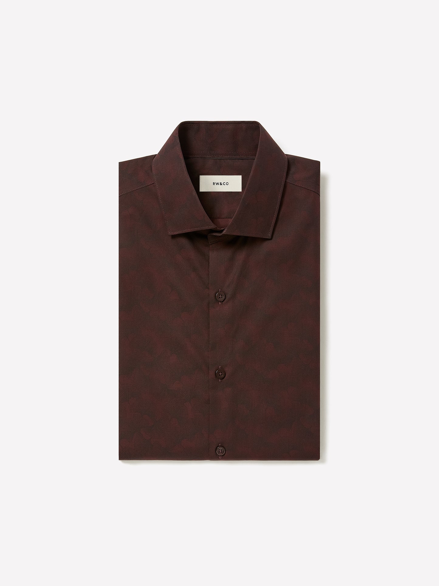 Woven Tailored Collar Shirt with Gingko Print