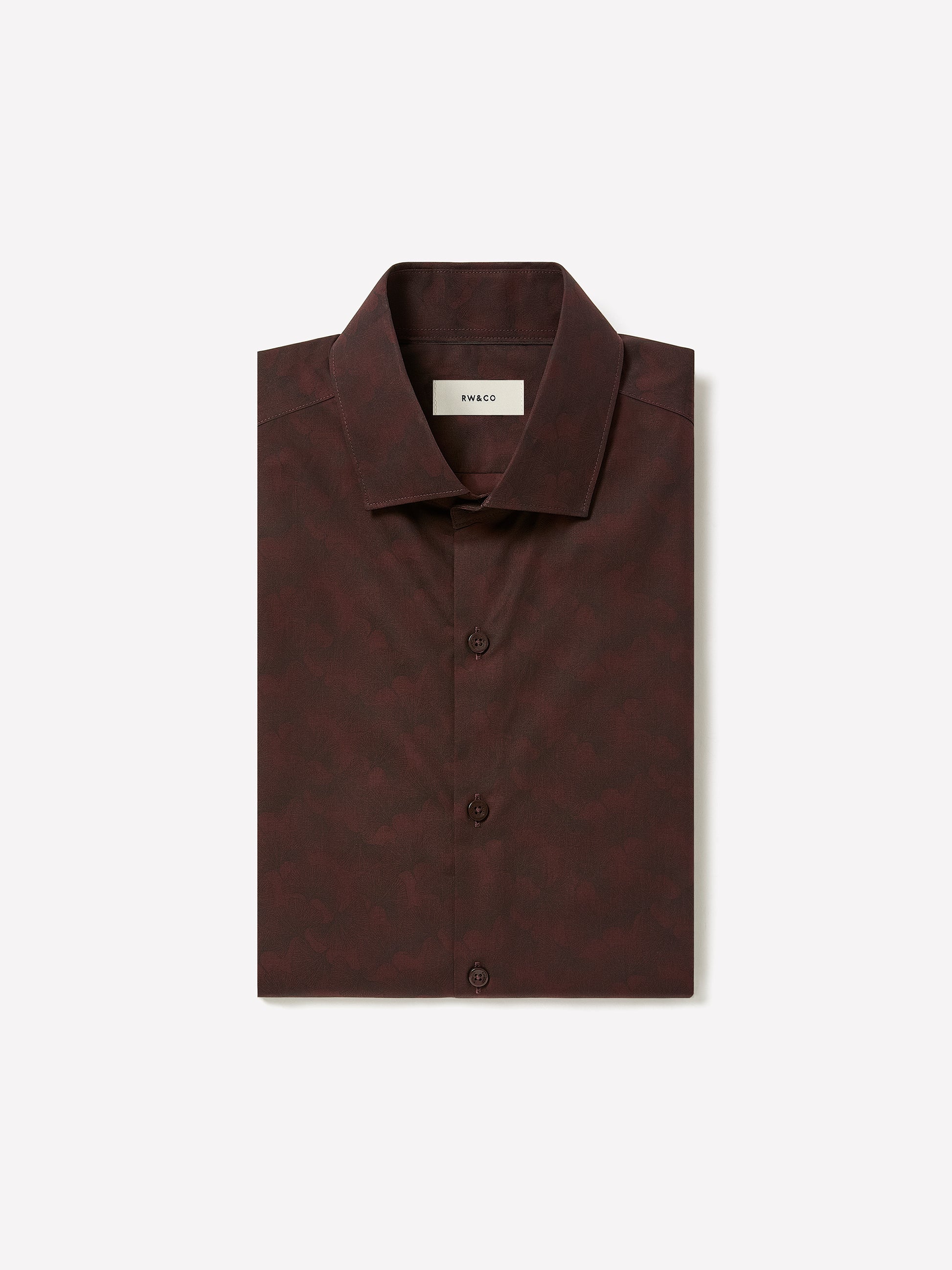 Woven Tailored Collar Shirt with Gingko Print