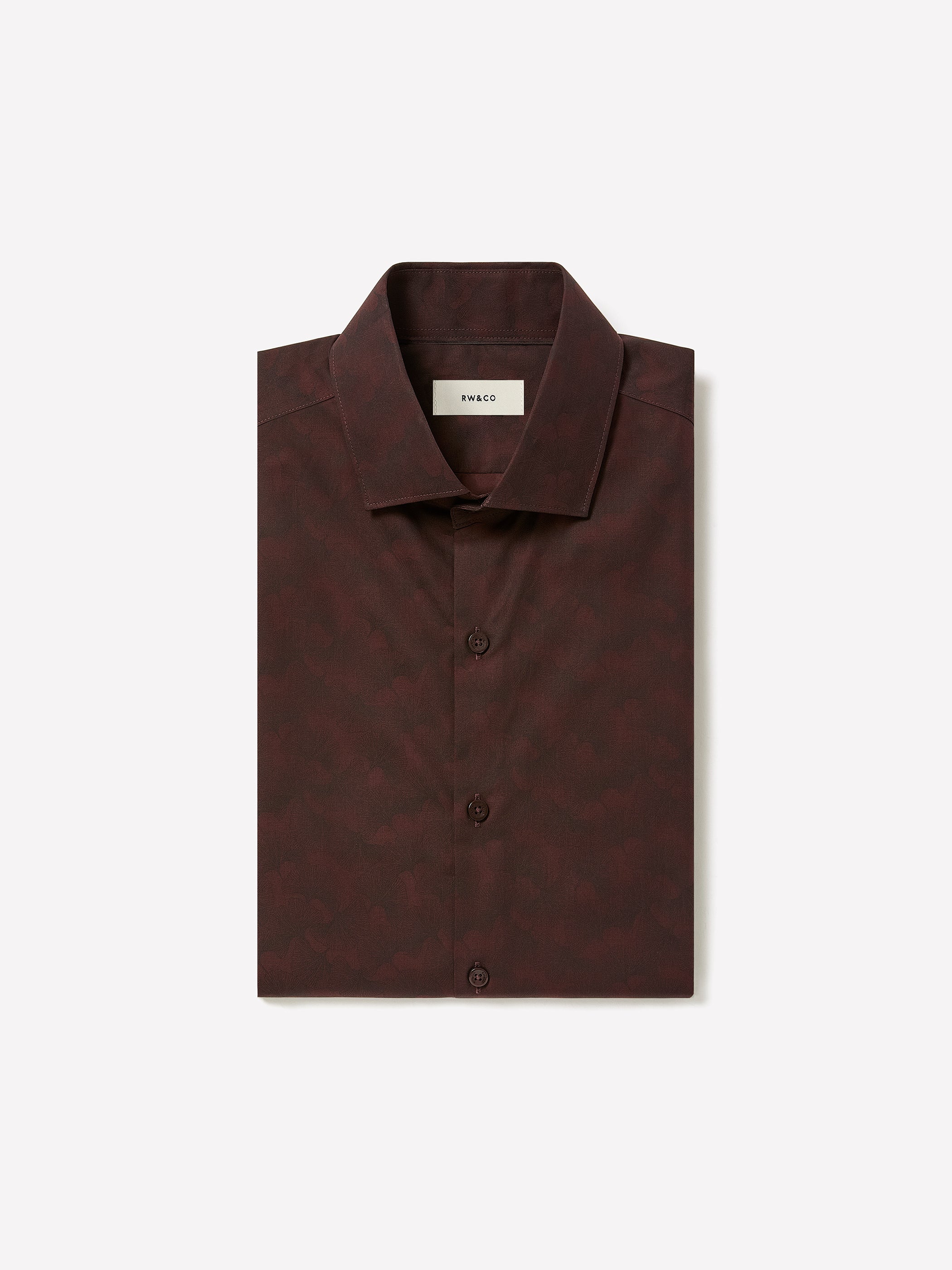 Woven Tailored Collar Shirt with Gingko Print