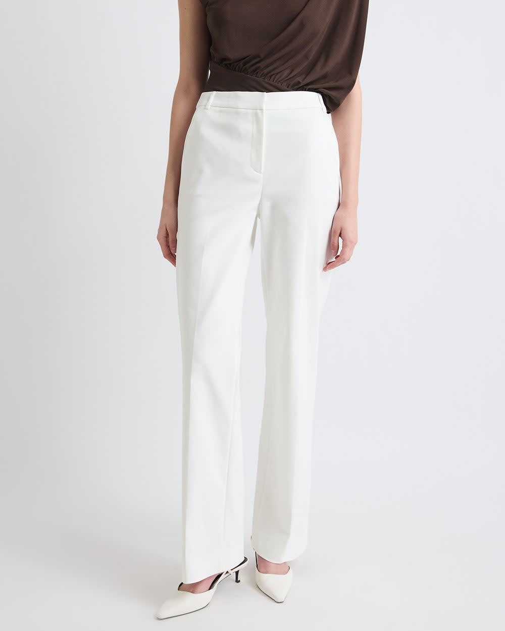 Pantalon Indispensable Signature à Jambe Large et Taille Haute