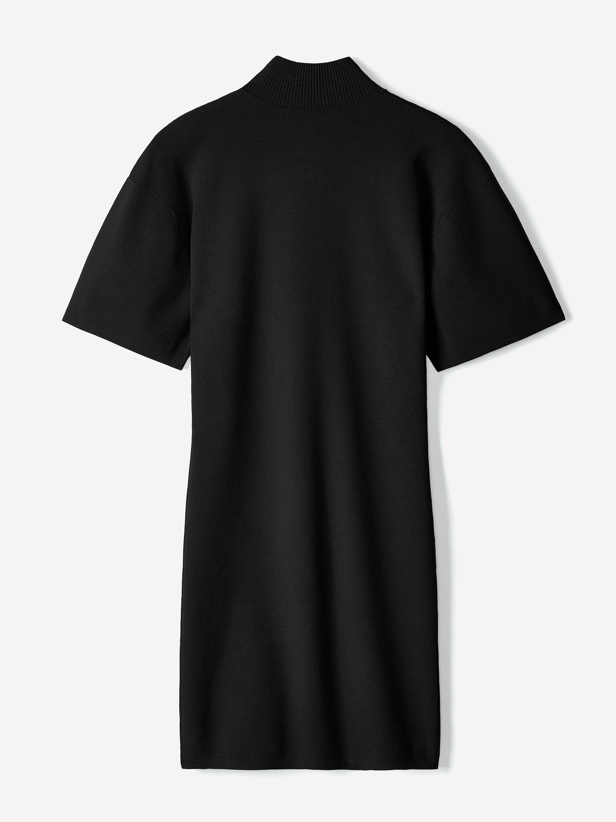 Short-Sleeve Mock-Neck Mini Sweater Dress