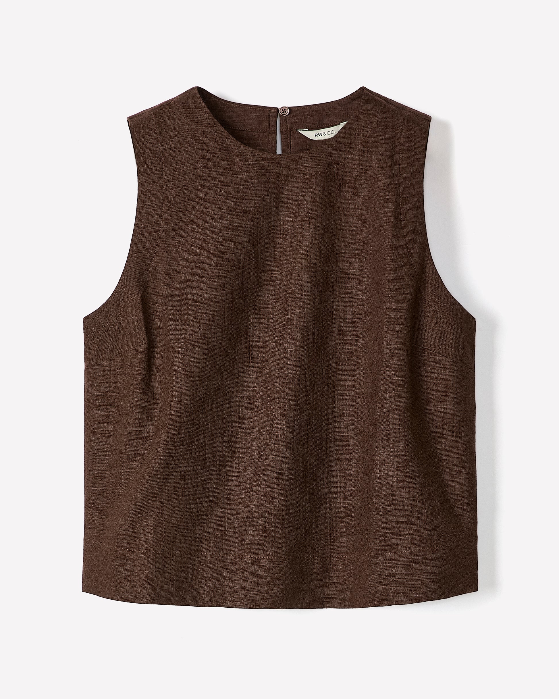 Sleeveless Crew-Neck Linen-Blend Blouse