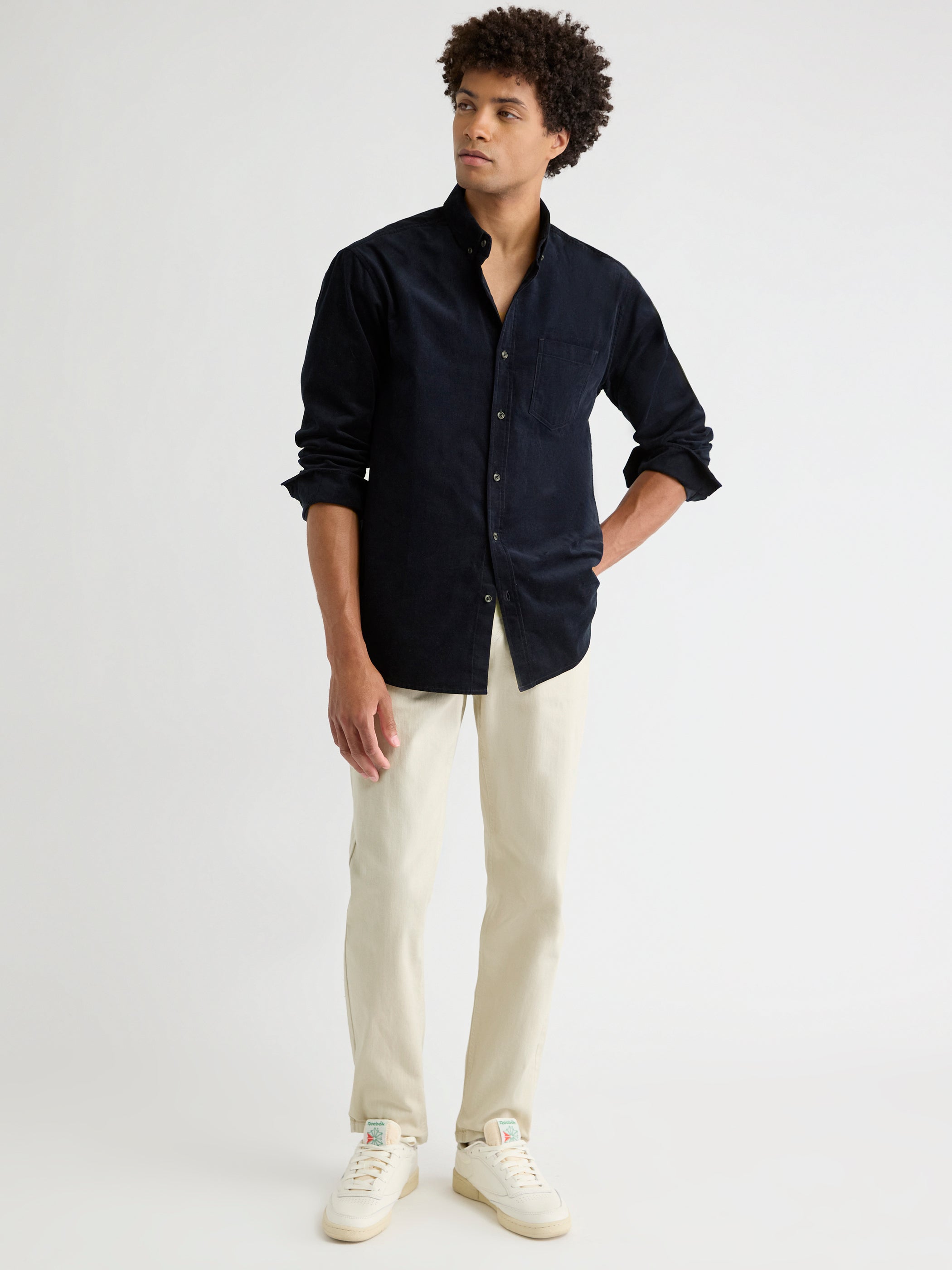 Chemise à Coupe Régulière en Velours Côtelé