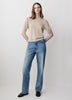Knit Cotton Blend Crew Neck Sweater