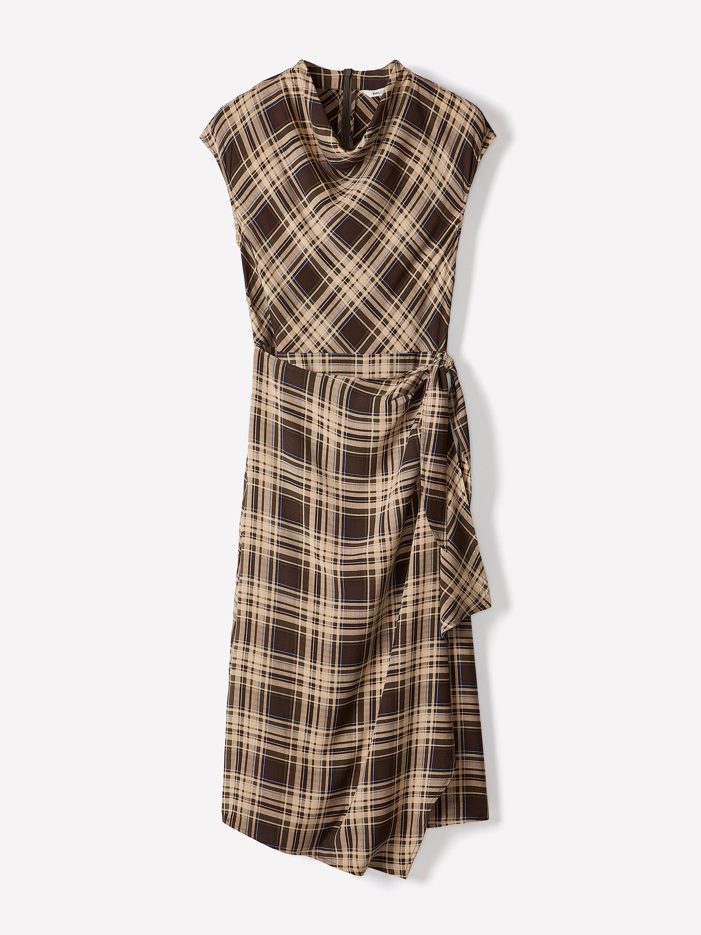 Robe Midi à Manches Courtes et Col Bénitier avec Jupe Portefeuille