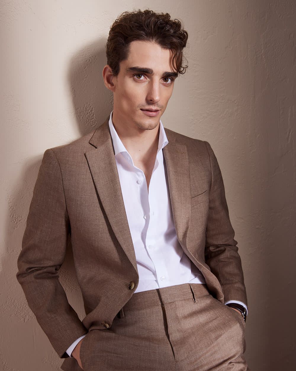 Veston en Lin Extensible à Coupe Étroite