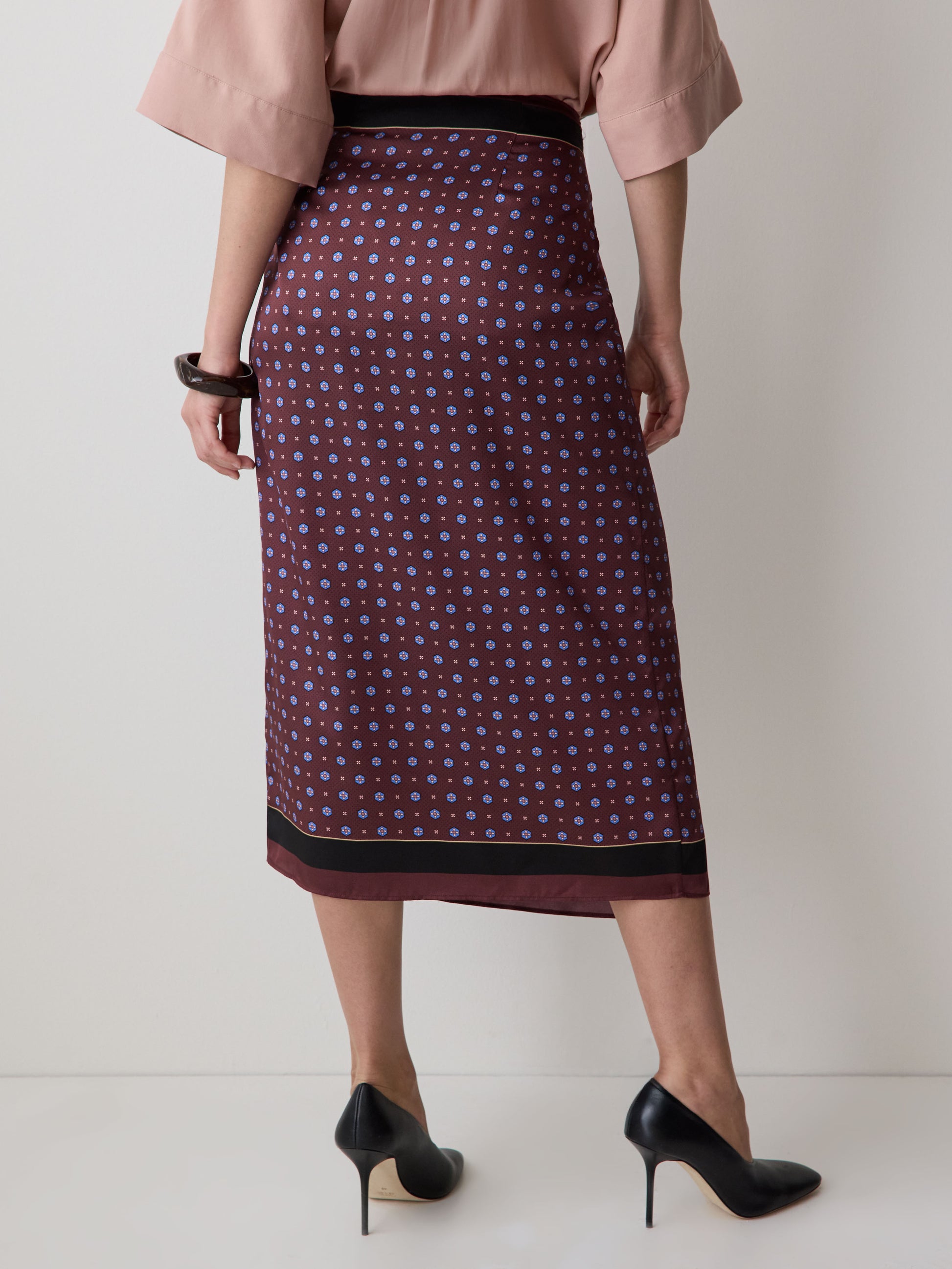 Satin High-Rise Wrap Midi Skirt