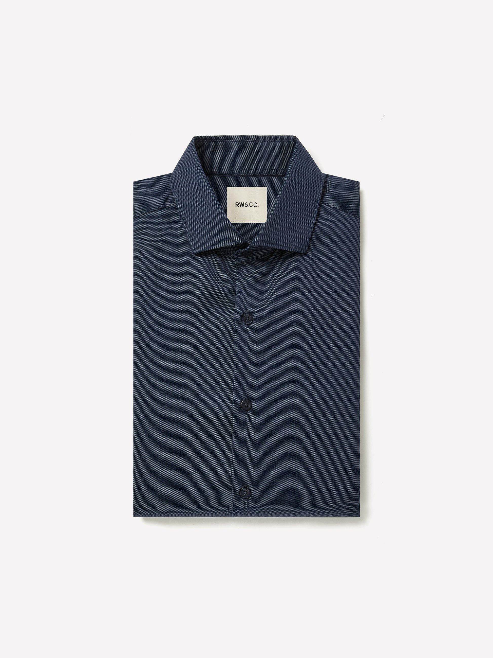 Tailored-Fit Two-Tone Piqué-Knit Dress Shirt