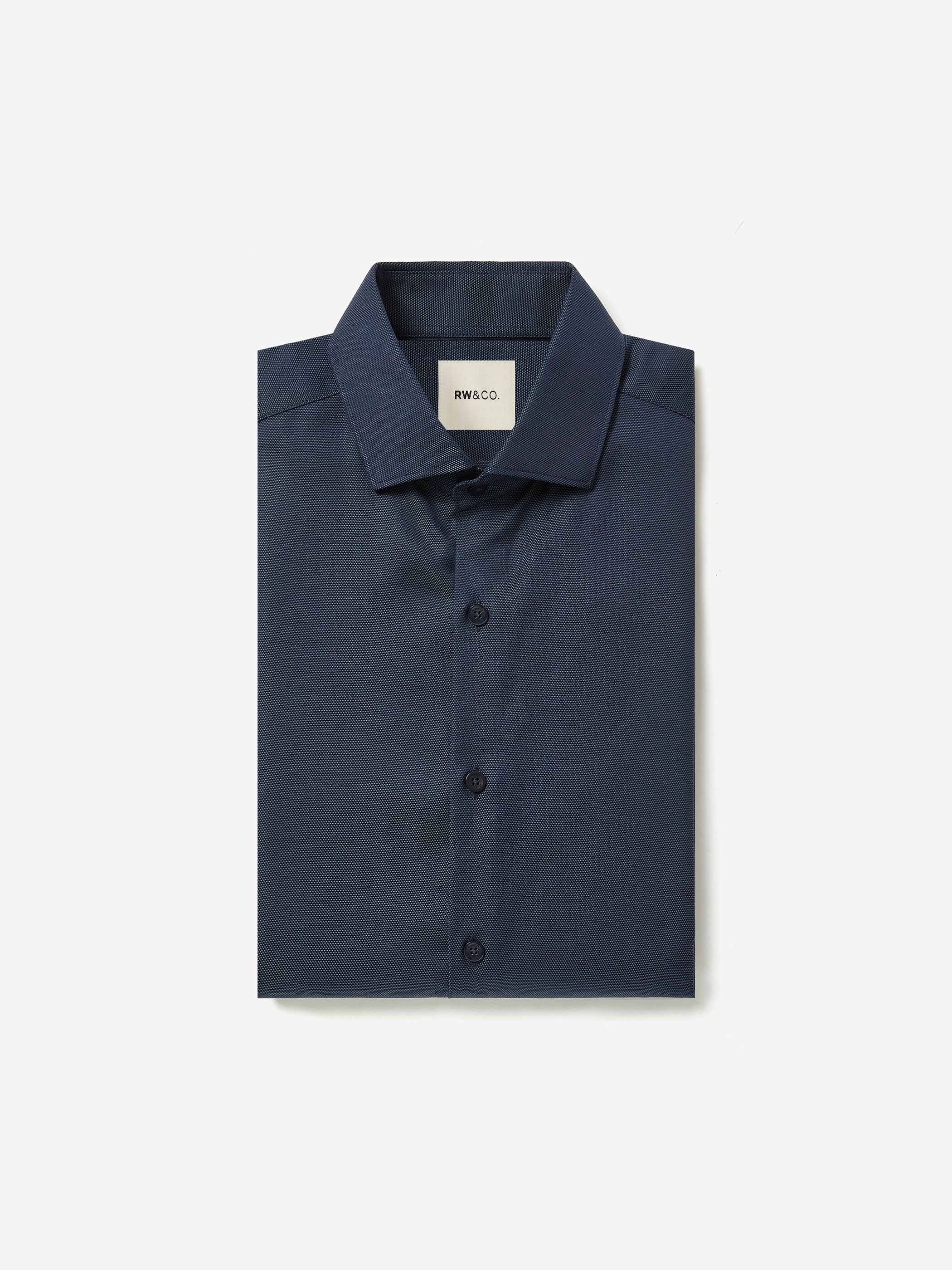 Tailored-Fit Two-Tone Piqué-Knit Dress Shirt