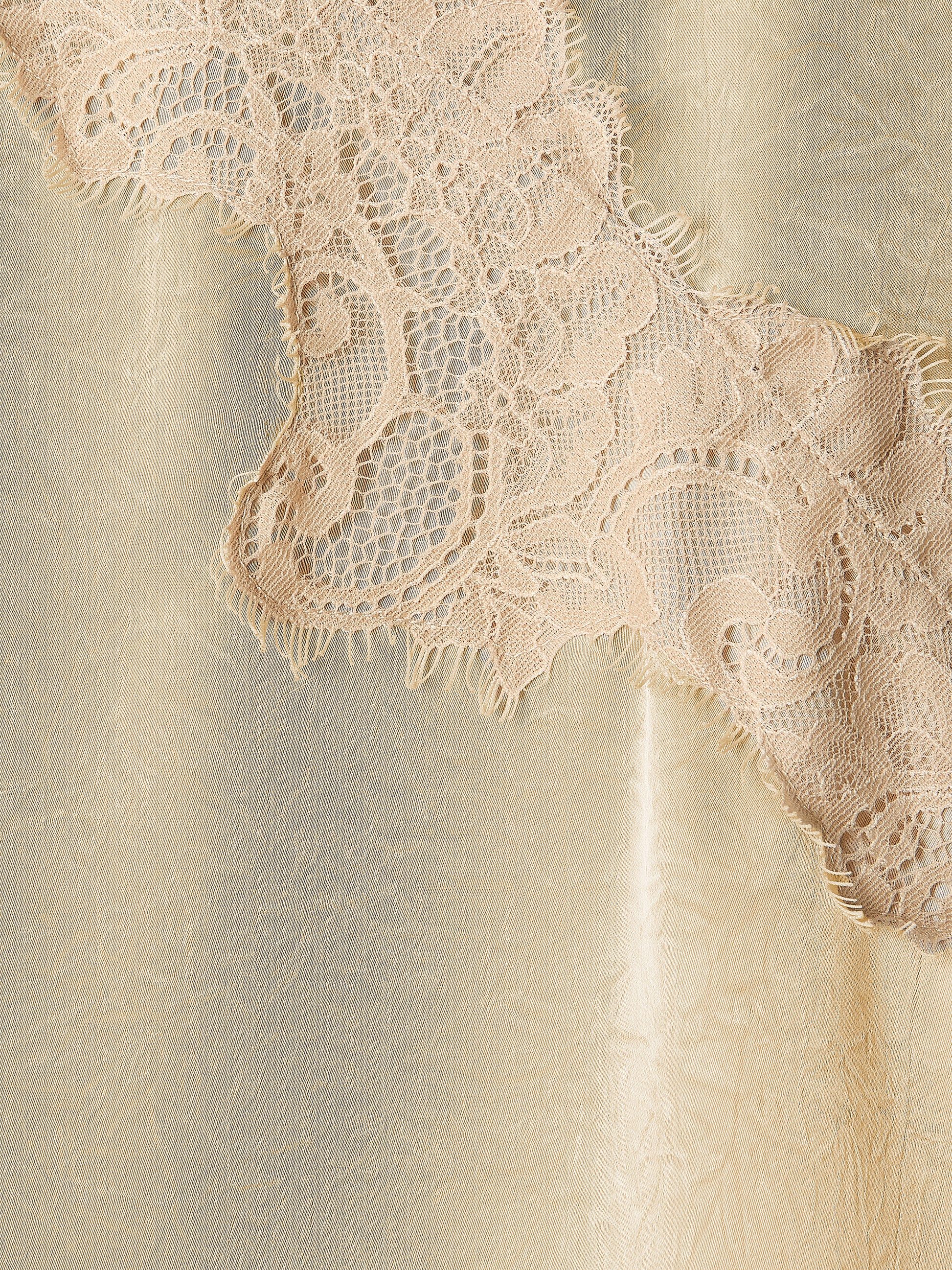 Sleeveless V-Neck Satin Blouse with Lace Trim