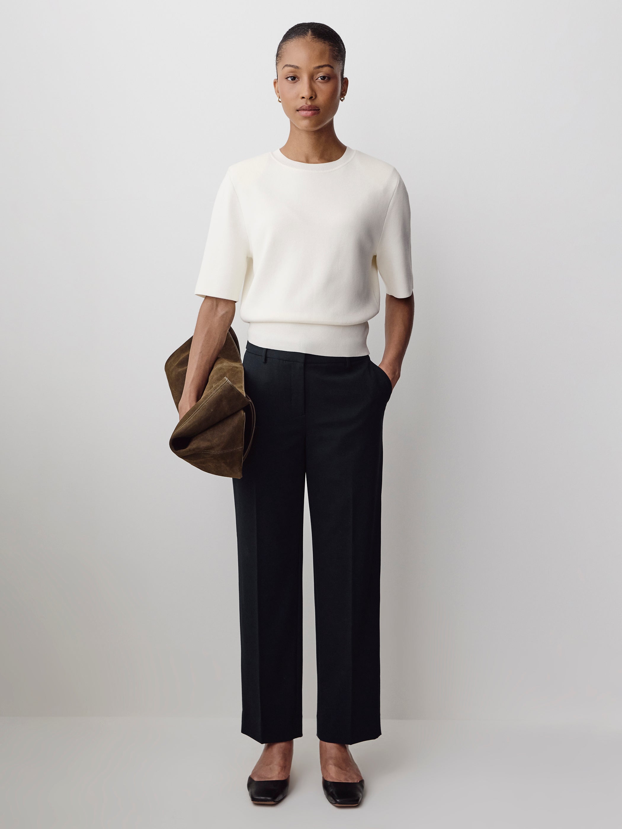 Knit Sweater with Shoulder Pads, Viscose Nylon Blend