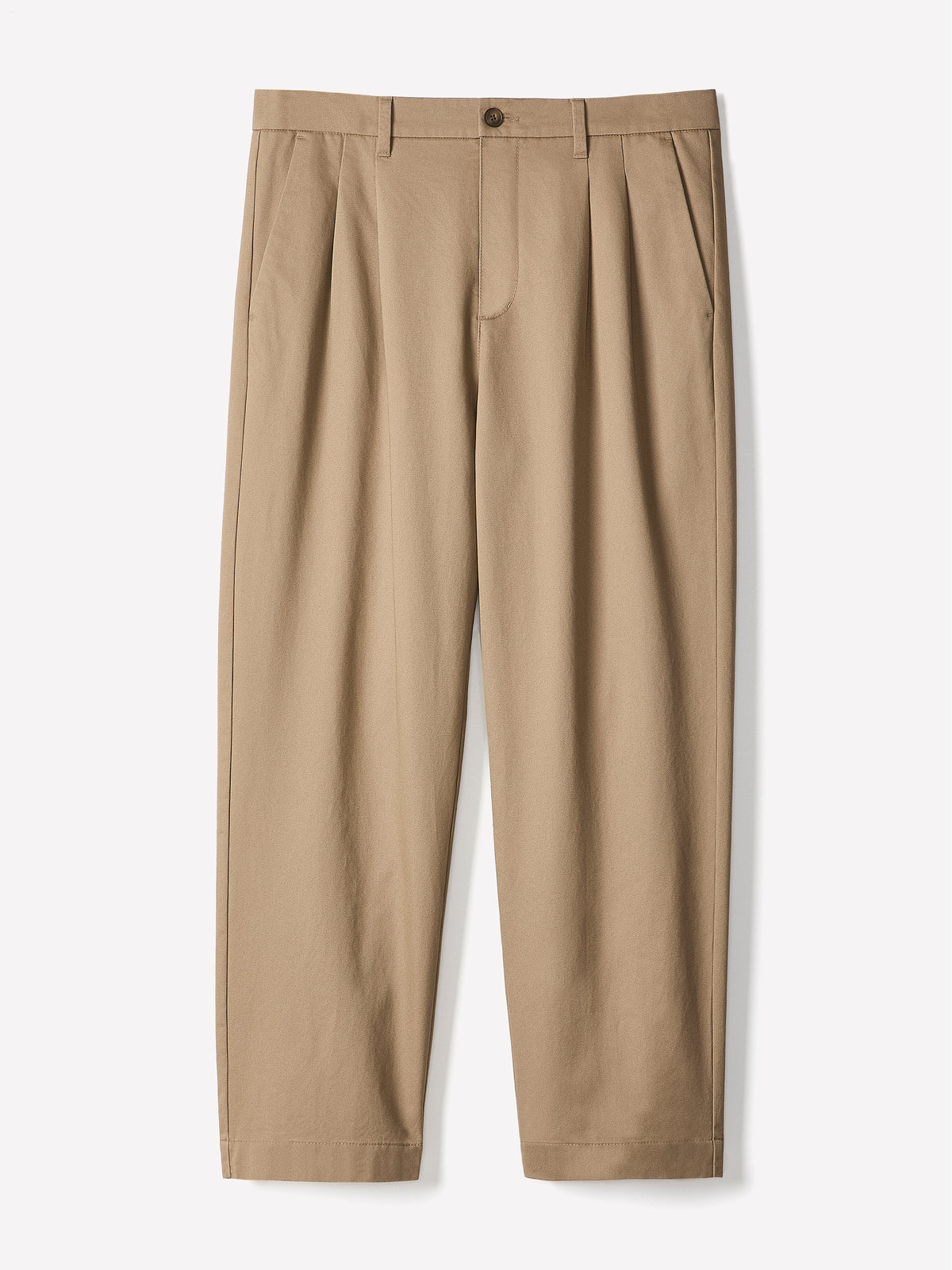 Loose Straight-Leg Pleated Chino Pant