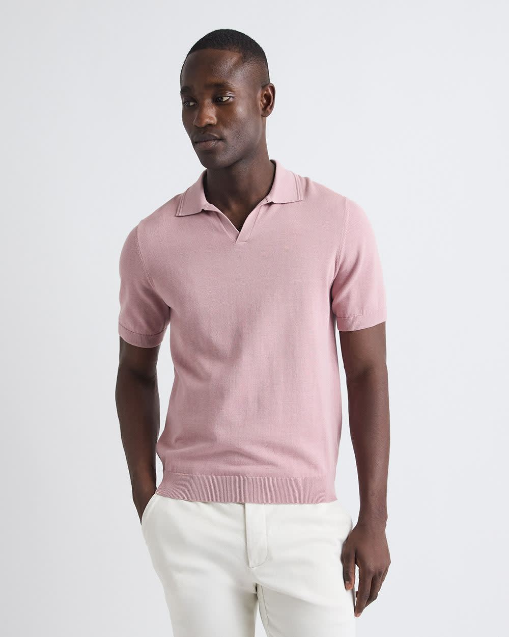 Polo à Manches Courtes en Coton avec Col Johnny