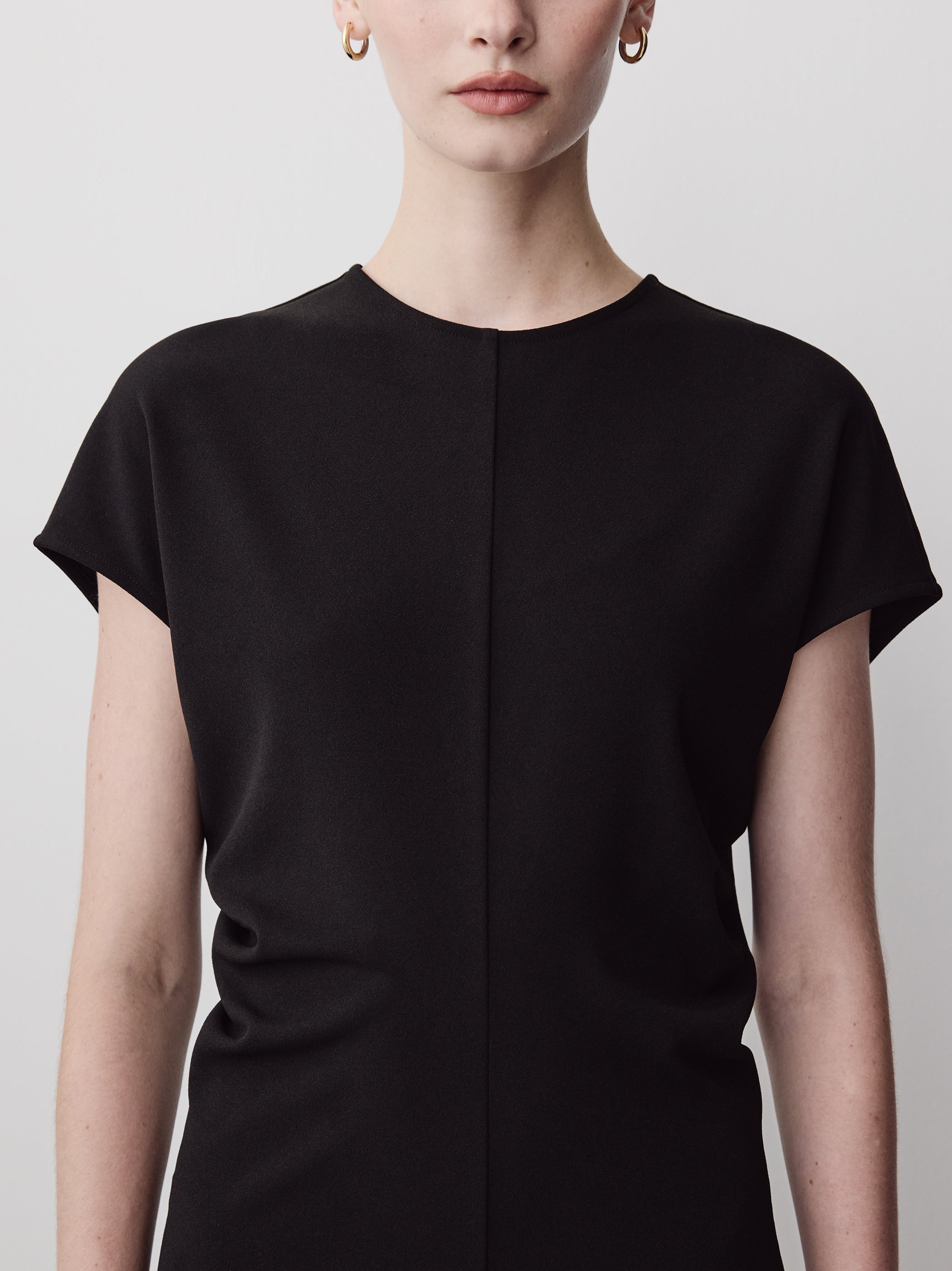 Woven Dress Crepe Fabric Extended Sleeve