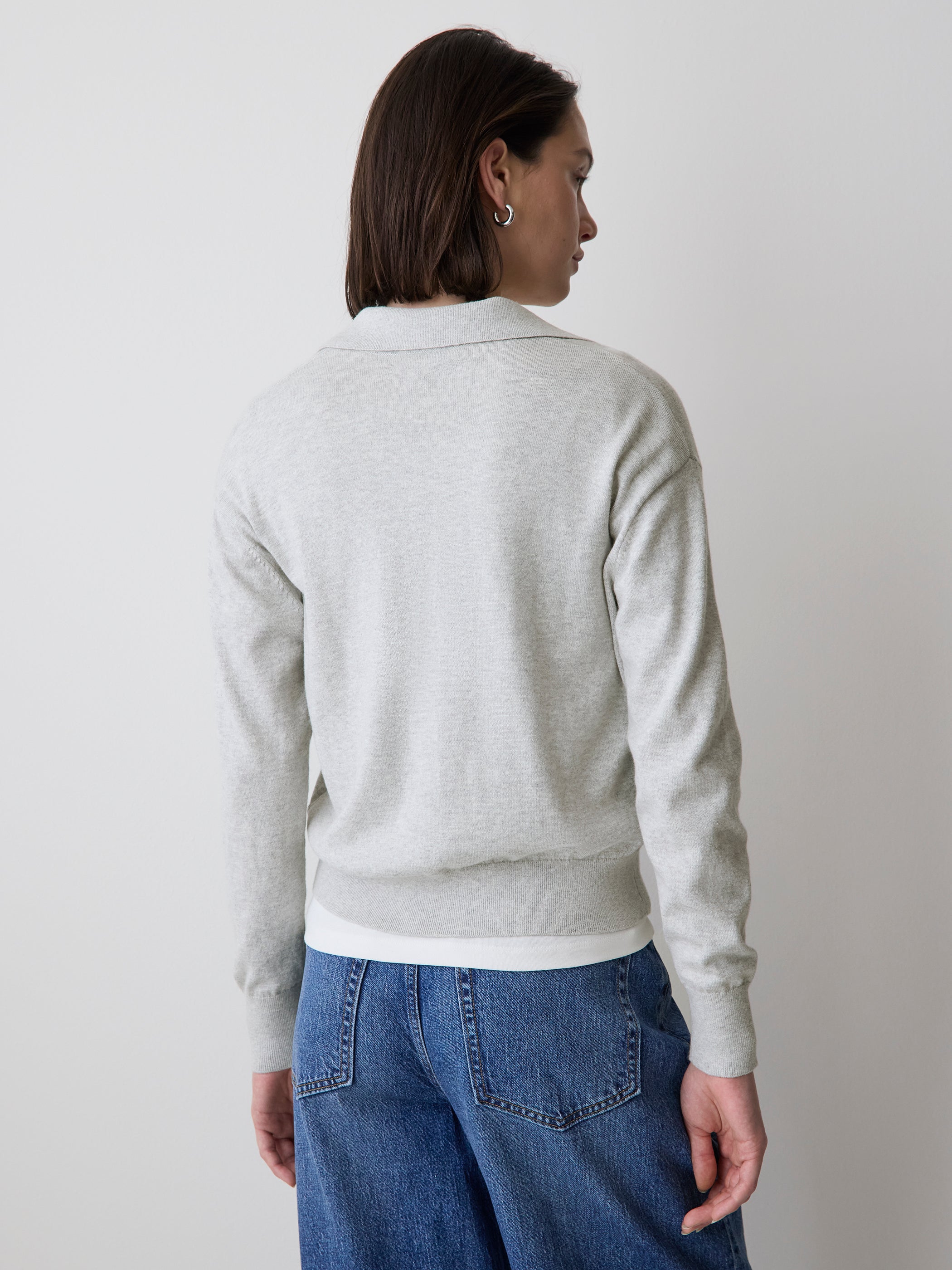 Polo à Manches Longues en Mélange de Laine