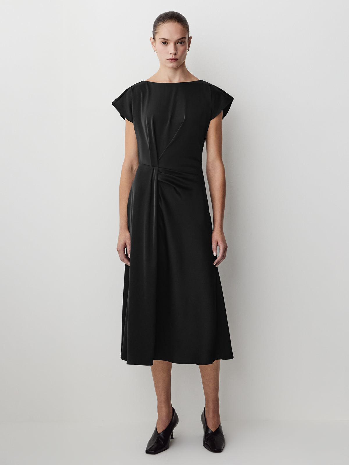 Satin Twist Cocktail Dress, Stretch Polyester Blend