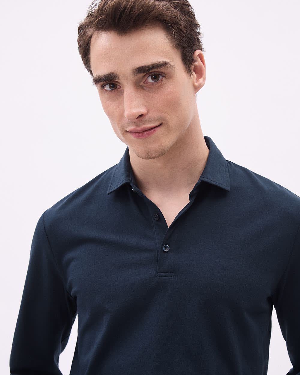 Long-Sleeve Supima (R) Cotton Jersey Polo