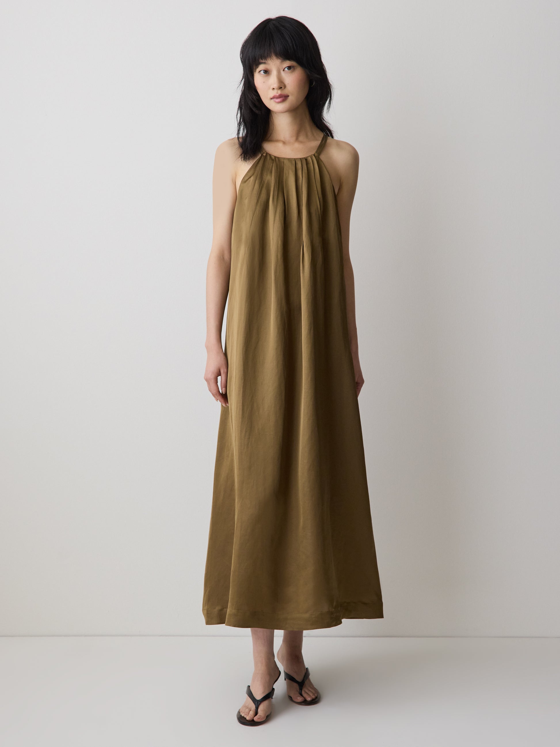 Sleeveless Halter-Neck Midi Dress