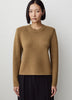 Long-Sleeve Crew-Neck Merino-Wool Sweater with Shoulder Pads