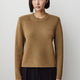 Long-Sleeve Crew-Neck Merino-Wool Sweater with Shoulder Pads