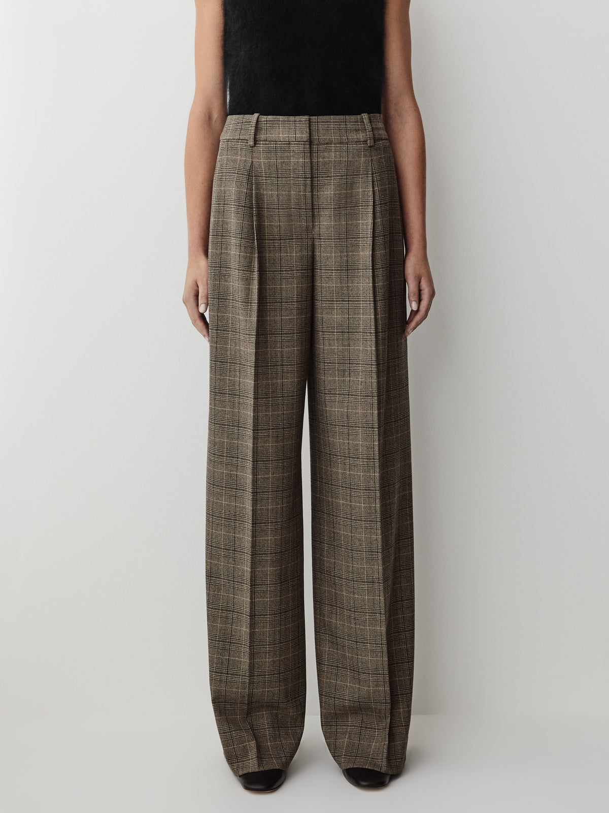Plaid Wide-Leg High-Rise Pant