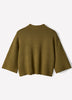 Mock-Neck Sweater with Bell Elbow Sleeves