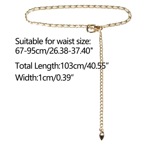 Allegra K- Rhinestone Sparkle Chain Plus Size Waist Belt Gold