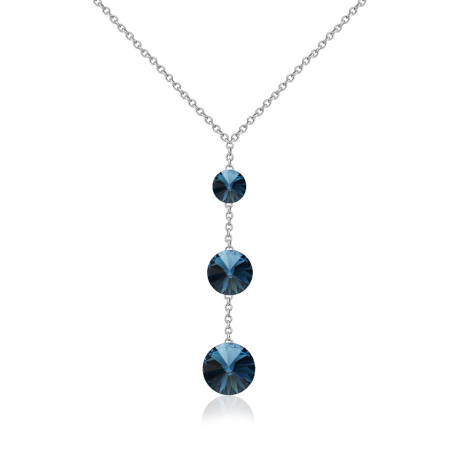 Silvertone Montana Blue Graduated Necklace made with Quality Austrian Crystals - MICALLA