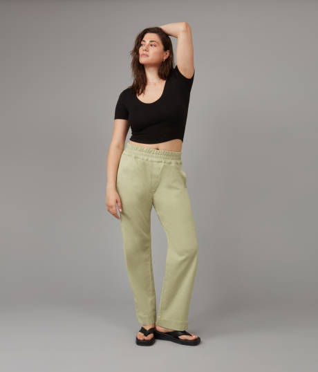 Lola Jeans ELENA-SAGE High Rise Pull On Trouser