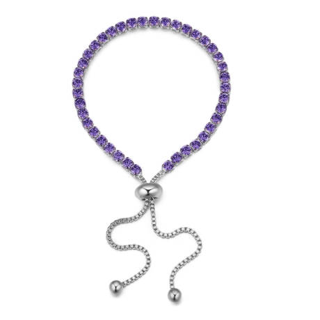 Silvertone Tanzanite Crystal Adjustable Tennis Bracelet made with Quality Austrian Crystals - MICALLA