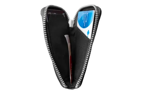 CHAMPS Minimalist Leather RFID Zip Case Wallet, Black