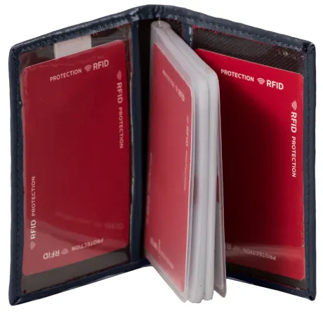 CHAMPS Leather RFID Double Card/ID Holder with Center Wing