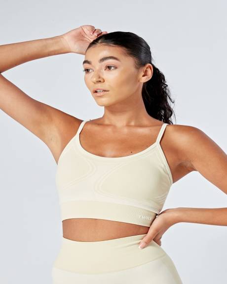 Twill Active - Recycled Colour Block Body Fit Seamless Sports Bra - Stone