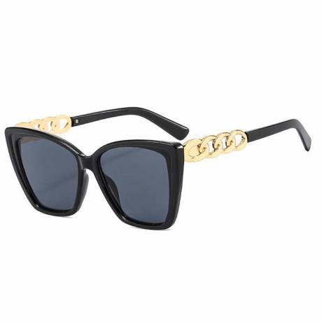 Black Squared Off & Goldtone Chain Detail Sunglasses- Don't AsK