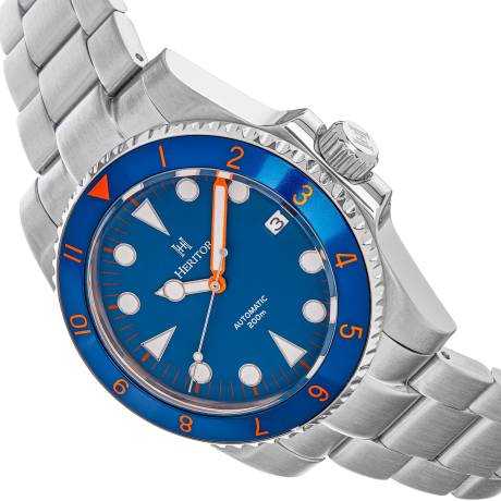 Montre-bracelet automatique Luciano Heritor avec date - Noir/Bleu