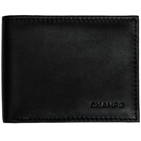 CHAMPS Collection Classic Portefeuille à aile supérieure en cuir véritable avec blocage RFID dans une boîte cadeau