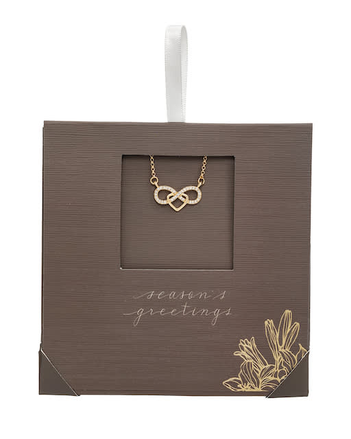 Enveloppe cadeau de Noël avec collier pendentif en deux marquises en cristal mixte Siam et doré - callura