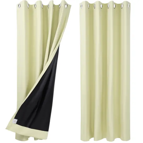 PiccoCasa- 100% Blackout Waterproof Grommet Curtains with Black Liner, 2 Panels Set 42 x 63 Inch