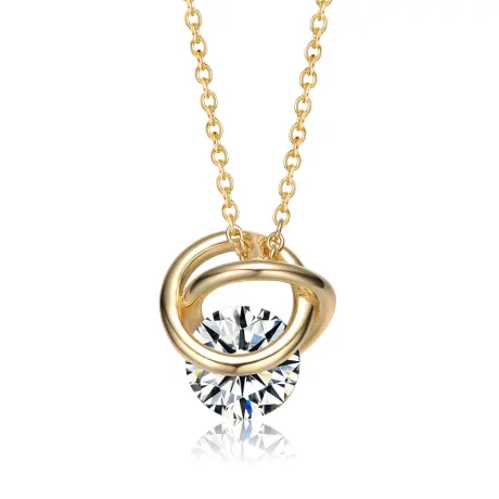 SV Argent Sterling  14k Yellow Gold Plated with 1.20ct Lab Created Moissanite Solitaire Double Eternity Circle Love Knot Pendentif Collier